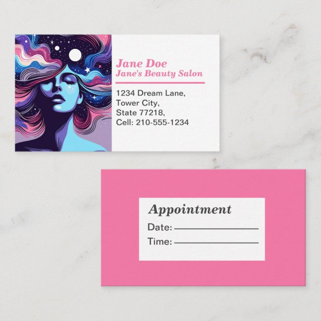 Customizable Whimsical Beauty Salon Appointment  Visitkort (Fram/baksida)
