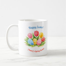 Customizable Whimsical Easter Tulips & Eggs Design Kaffemugg