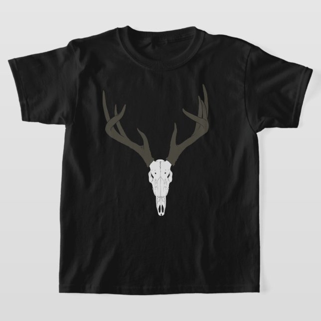 Customizable White-Tailed Deer Skull T Shirt (Laydown)
