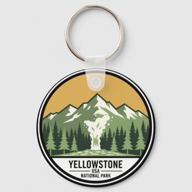 Customizable Yellowstone National Park Keychain Nyckelring (Framsida)