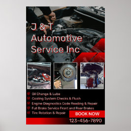 Customize Auto Repair Garage Service List With Log Poster