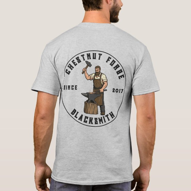 Customize Blacksmith Forge Ironworks Shop Business T Shirt (Baksida)