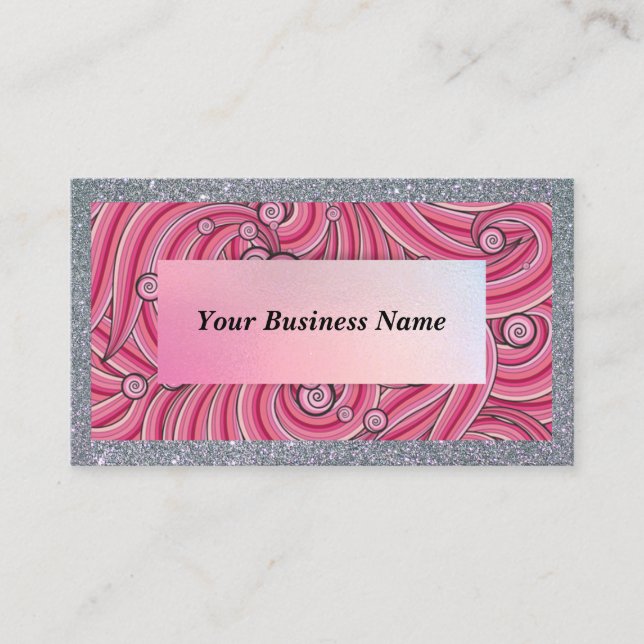 Customize Business Cards Gray & Pink  Visitkort (Framsida)