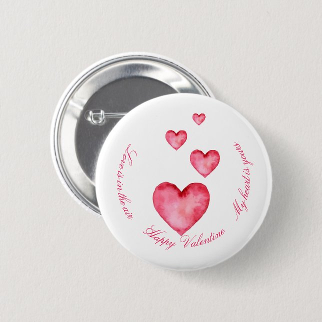 Customize Button - Happy Valentine Knapp (Framsida & baksida)