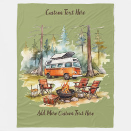 Customize Camper Van Parked In The Woods Camping Fleecefilt
