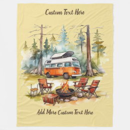 Customize Camper Van Parked In The Woods Camping Fleecefilt