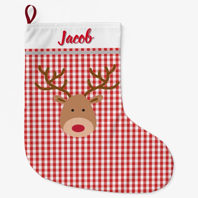 Customize Christmas Stocking - Rudolph Stor Julstrumpa (Framsidan)