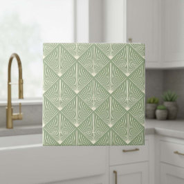 Customize Colors Art Déco Fan Lines Sage ID1188 Kakelplatta