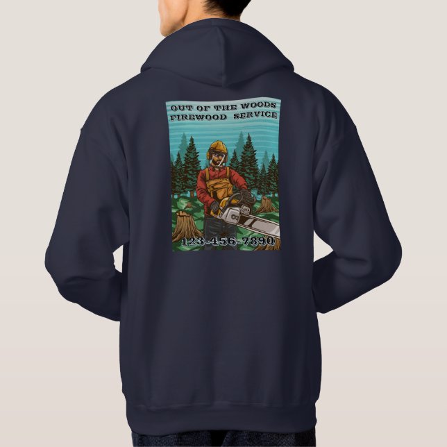 Customize Firewood Sales Business Promotional Hoodie (Baksida)