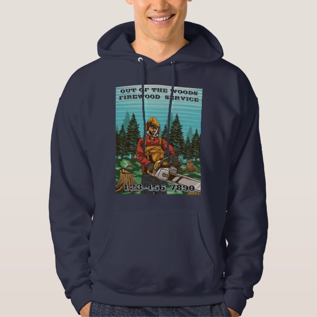 Customize Firewood Sales Business Promotional Hoodie (Framsida)