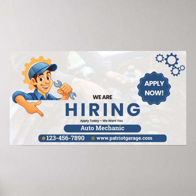 Customize Generic Now Hiring Auto Mechanic  Poster (Framsidan)