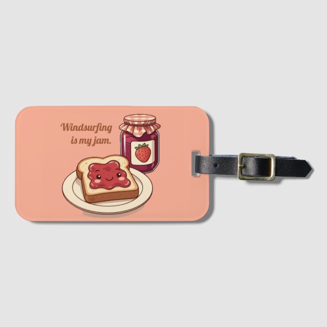 [Customize] is my jam - cute jam and toast cartoon Bagagebricka (Framsida horisontal)