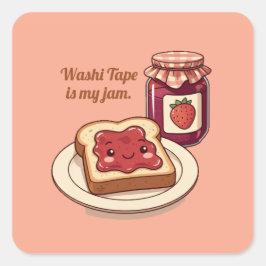 [Customize] is my jam - cute jam and toast cartoon Fyrkantigt Klistermärke