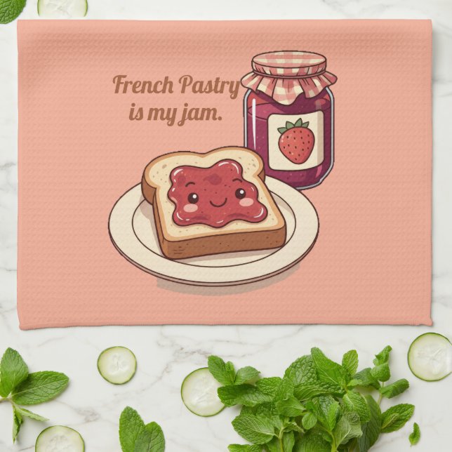 [Customize] is my jam - cute jam and toast cartoon Kökshandduk (Vikta)