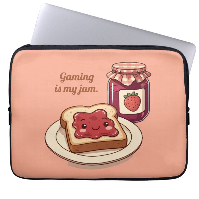 [Customize] is my jam - cute jam and toast cartoon Laptop Fodral (Framsidan)