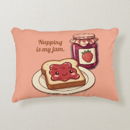 [Customize] is my jam - cute jam and toast cartoon Prydnadskudde