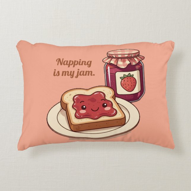 [Customize] is my jam - cute jam and toast cartoon Prydnadskudde (Framsidan)