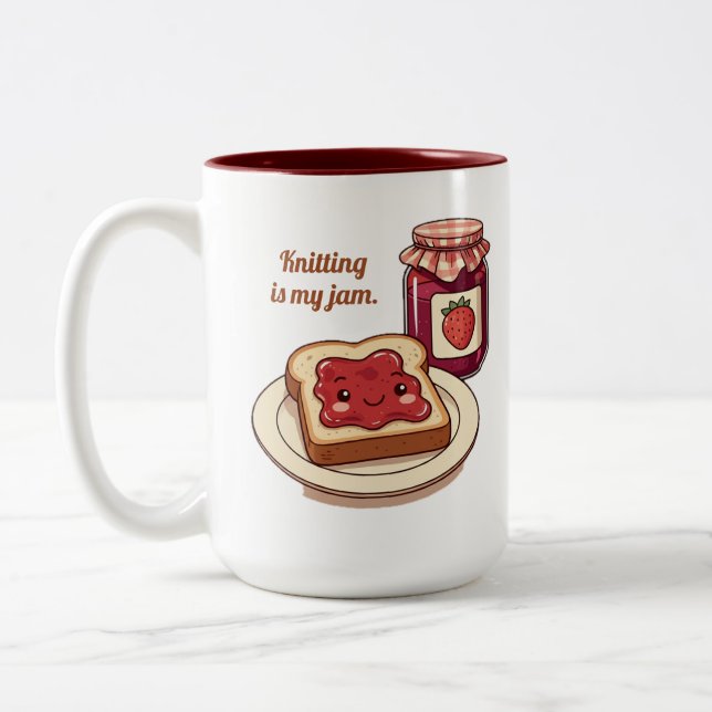[Customize] is my jam - cute jam and toast cartoon Två-Tonad Mugg (Vänster)