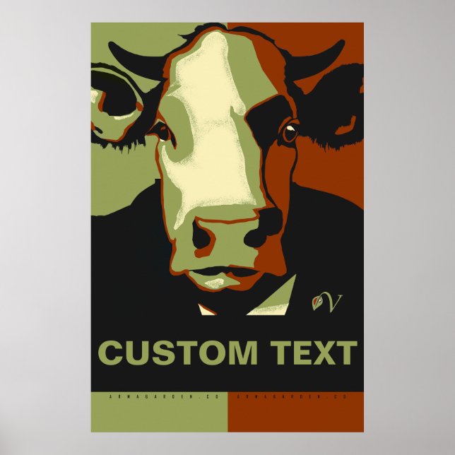 CUSTOMIZE IT Camo Pop Art Cow Poster (Framsidan)