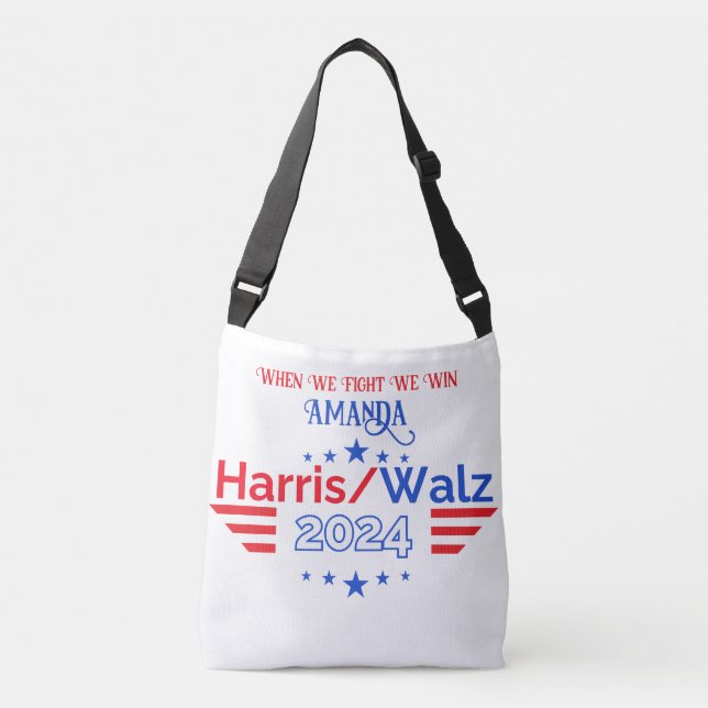 Customize Kamala Harris Tim Walz 2024 Tote Bag Axelväska (Framsida)