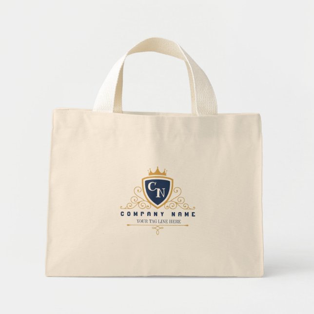 Customize Luxury hotel business or restaurant logo Mini Tygkasse (Framsidan)