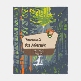 Customize Marymere Falls Family Camping Adventure Fleecefilt