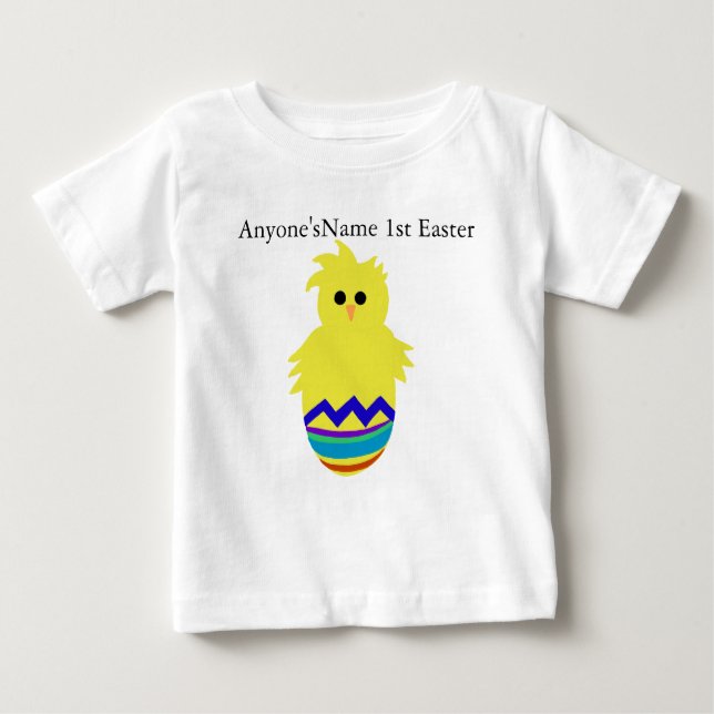CUSTOMIZE NAMN 1:e Påsk Baby Chick Ägg T-shirt (Framsida)