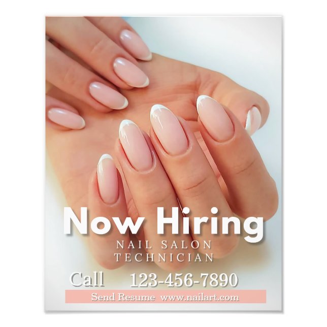 Customize Now Hiring Nail Salon Technician Pink Fototryck (Framsidan)