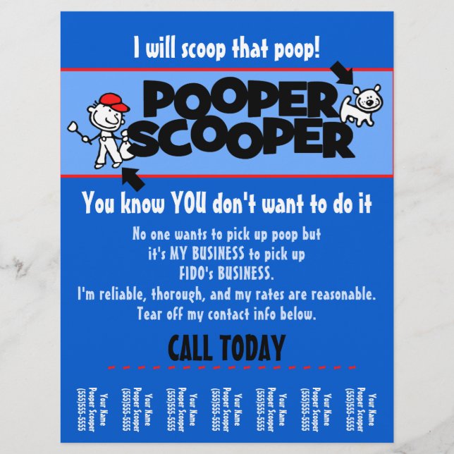 CUSTOMIZE Pooper Scooper business tear lakan flyga Reklamblad (Framsidan)