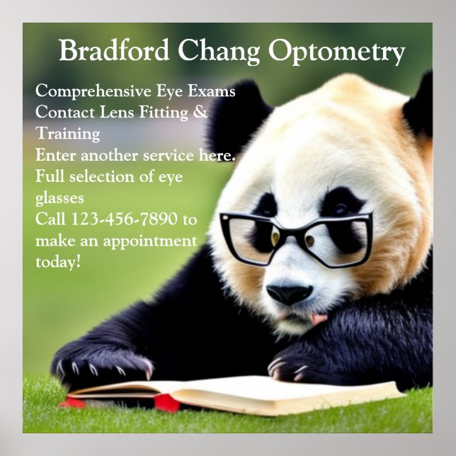 Customize Reading Panda Chinese Optometry Office  Poster (Framsidan)
