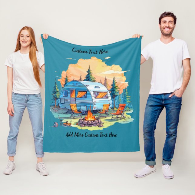 Customize Recreational Vehicle Camping Campfire Fleecefilt (På plats)