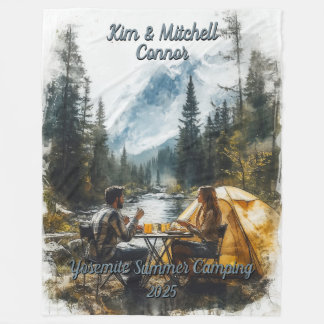 Customize Romantic Couple Mountain Stream Camping Fleecefilt