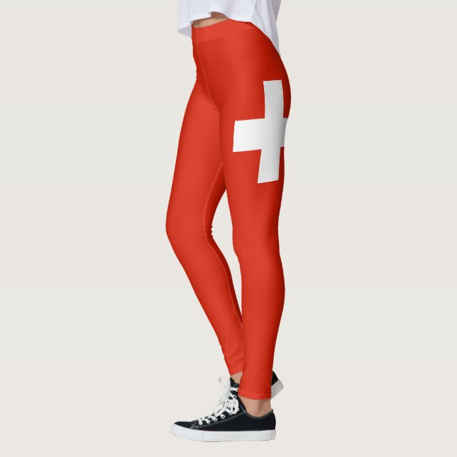 Customize Schweiz National Flagga Leggings (Vänster)