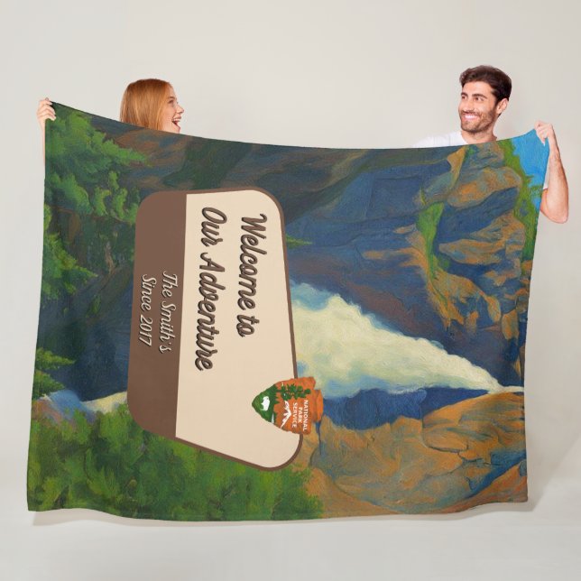 Customize Yosemite Falls Park Family Adventure Fleecefilt (På plats)