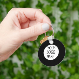 Customize Your Black White company logo Nyckelring