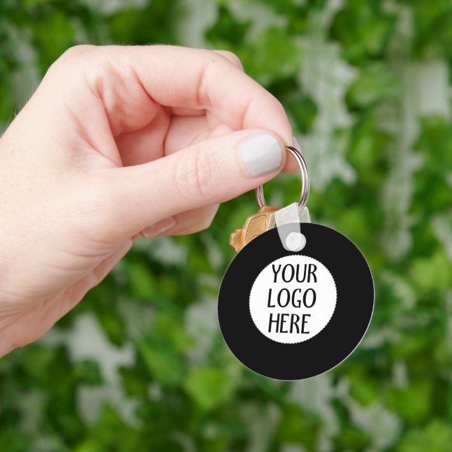 Customize Your Black White company logo Nyckelring (Hand)
