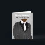 Customizeable Afro American Brother-in-law Kostym  Kort<br><div class="desc">Detta afrikanska amerikanska födelsedagskort har en partiell silhuett av en afrikansk amerikansk man i grått kostym med svart slips. Visa din uppskattning för en välförtjänt svåger med ett kort som säger det precis som du avsåg. Obs! Du får gärna anpassa det här kortet efter dina önskemål. (ändra svåger till morbror,...</div>