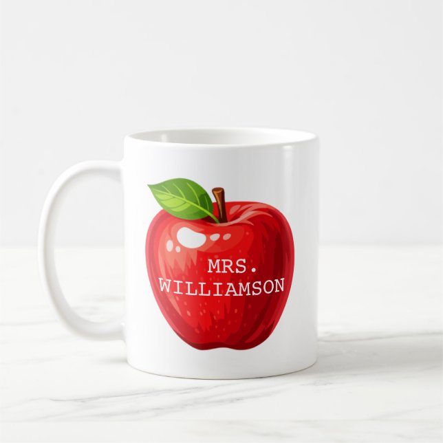 Customized Apple Teacher Gift Kaffemugg (Vänster)