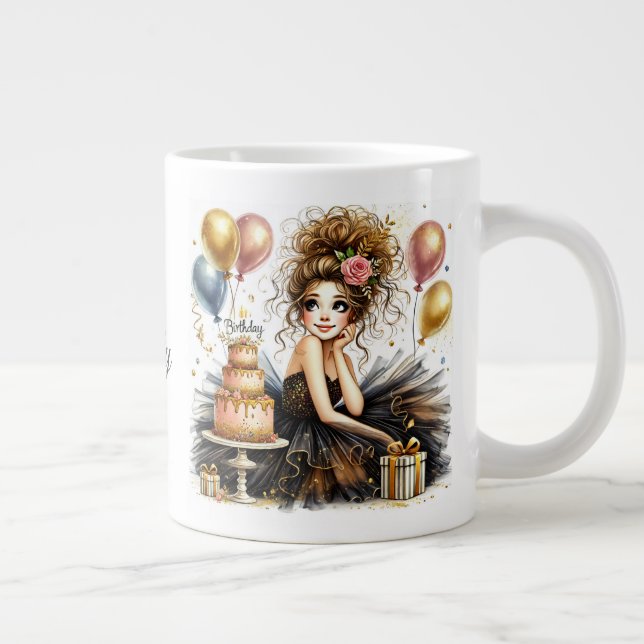 Customized Beautiful Birthday Girl Jumbo Mugg (Höger)