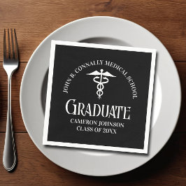 Customized Black Medical School Graduation Party Pappersservett
