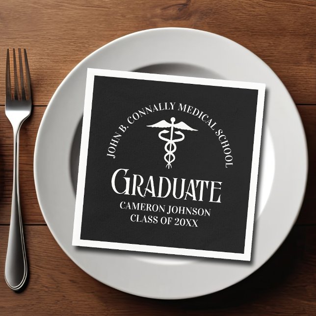 Customized Black Medical School Graduation Party Pappersservett (Skapare uppladdad)