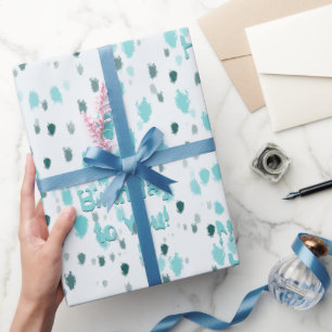 Customized Blue Grey Birthday Abstract Large Print Presentpapper
