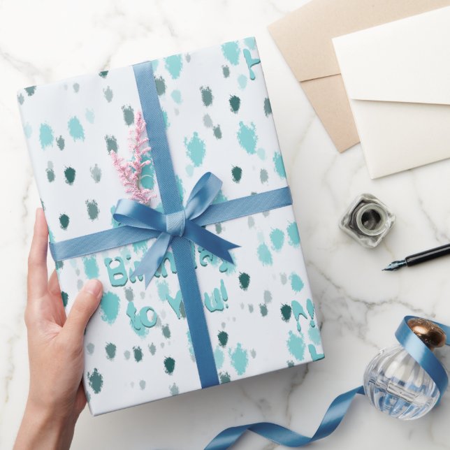 Customized Blue Grey Birthday Abstract Large Print Presentpapper (Gifting)