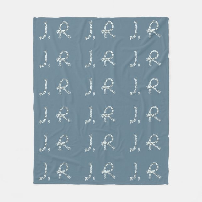 Customized Blue White Rope Knot Monogram Soft Warm Fleecefilt (Framsidan)