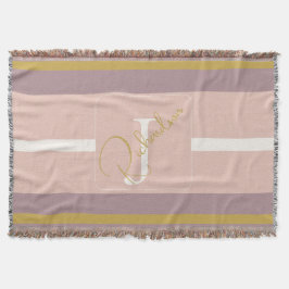Customized Blush Pink Gold Stripe Monogram Chic  Filt