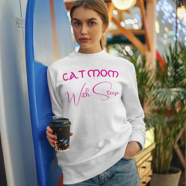 Customized Cat Mom Pink Script Funny Pet Lover T Shirt (Skapare uppladdad)