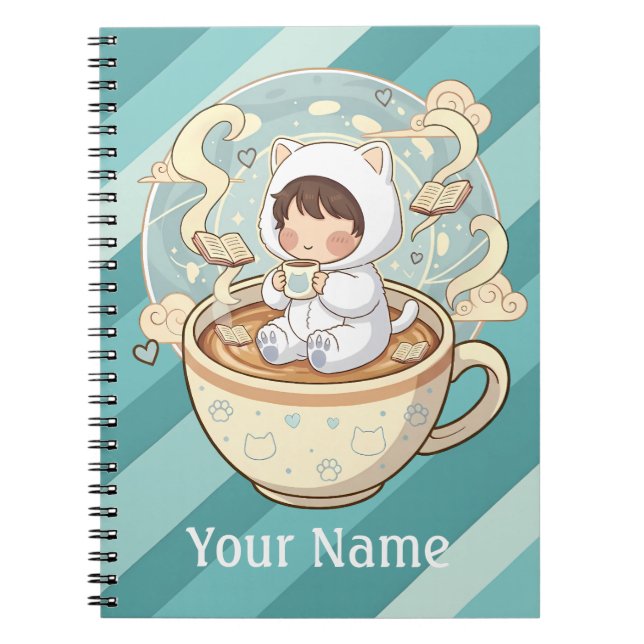 Customized Cat Notebook Journal for Student Writer Anteckningsbok (Framsidan)