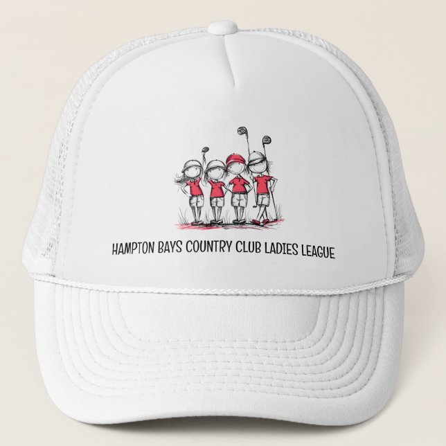 Customized Dam Golf League RED Hat - Klubb Namn Keps (Framsida)