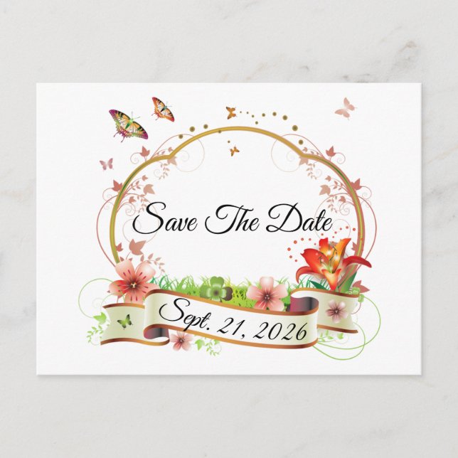 Customized Elegant Save The Date Vykort (Framsida)