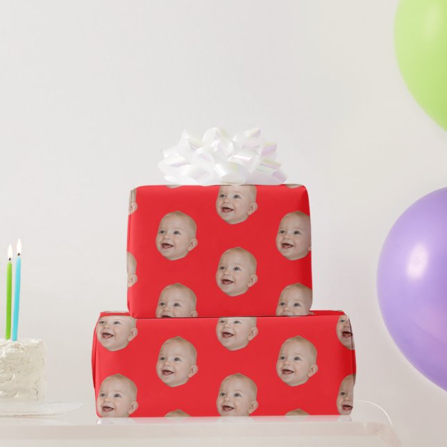Customized Face 1st 10th 20th 30th Birthday Party Presentpapper (Festgåvor)